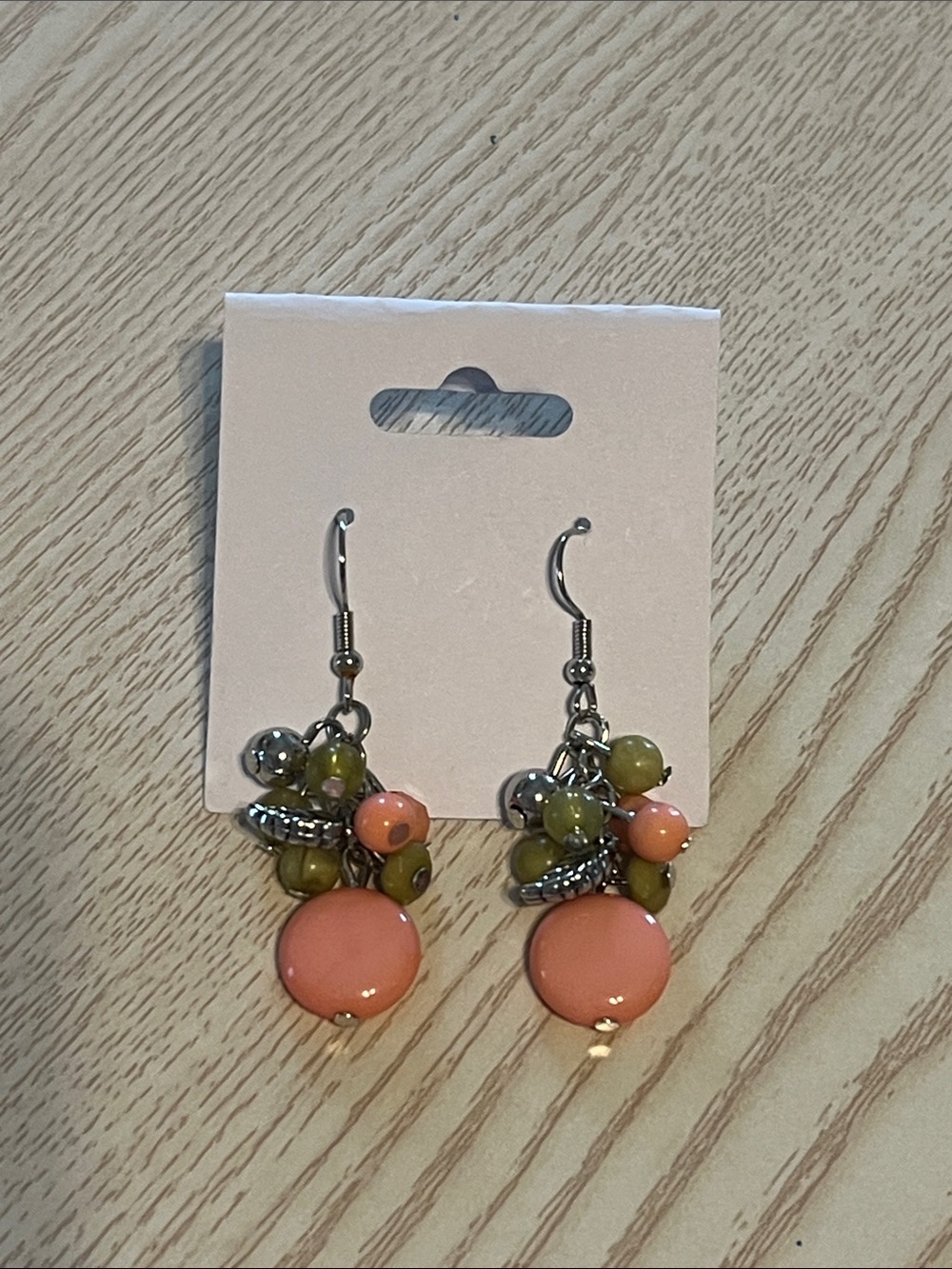 Paparazzi Coral and Olive Cluster Drop Earrings